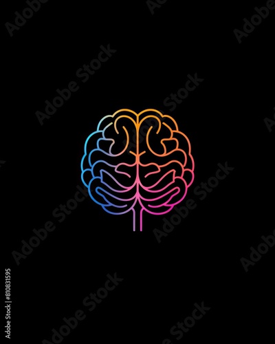 Smart brain outline logo vector design Conscious logo concept, brainstorm, power thinking, mindfulness, consciousness logo icon, Photo studio lighting, 64k