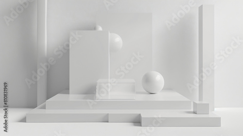 3D Rendering abstract minimal white showcase mockup 