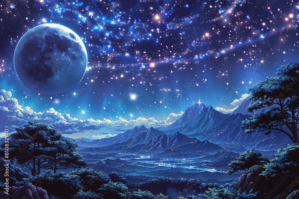 Starry Skies of a Distant Planet: A Captivating Digital Painting