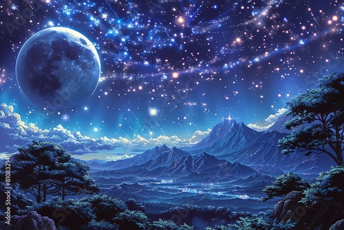 Starry Skies of a Distant Planet  A Captivating Digital Painting