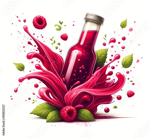 Illustration of Raspberry vinegar juice photo