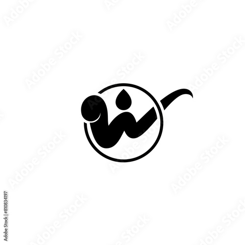 letter W brush logo design with water in flat style black color