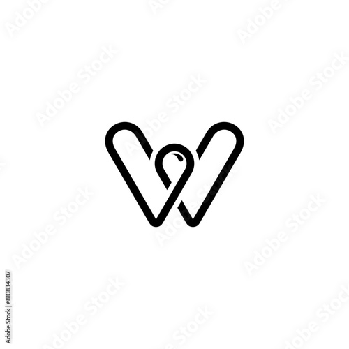 letter W logo template with water in line style black color