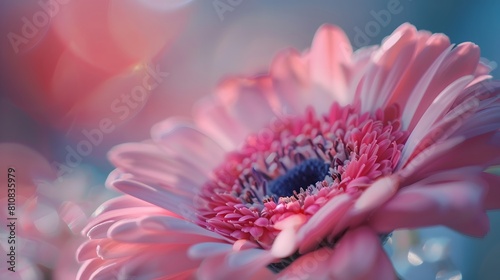 Pink Gerbera Daisy Flower in Soft Focus with Bokeh Background