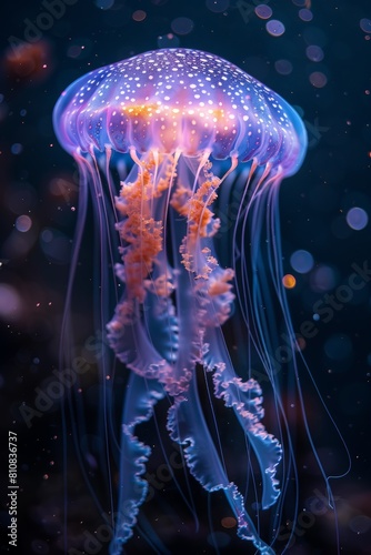 Purple jellyfish floating in water