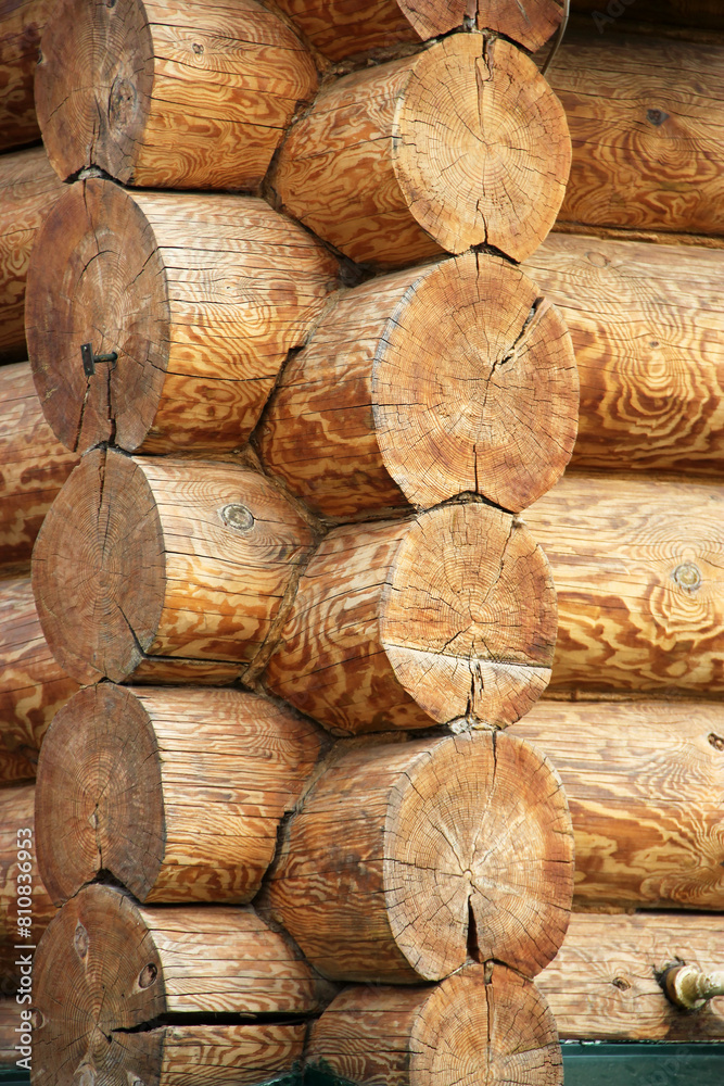 Round log wooden wall background Round log wooden wall background