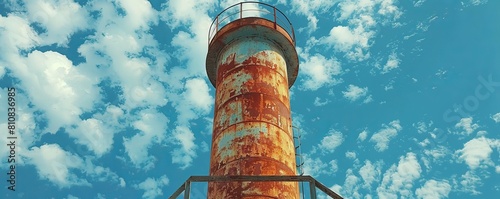 Chimney of an old factory in the Poblenou district of Barcelona in Catalonia Spain photo