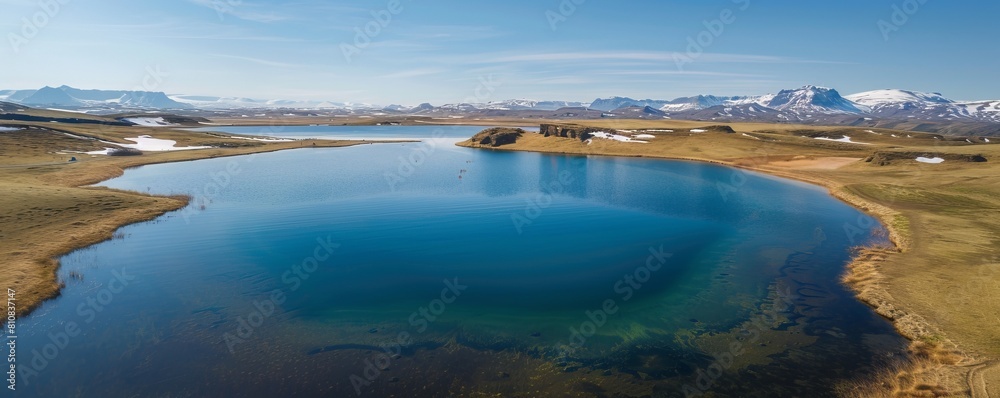 Aerial view of Frostastadavatn lake Aerial view of Frostastadavatn lake