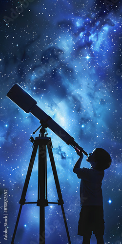 Observando as estrelas através de um telescópio photo