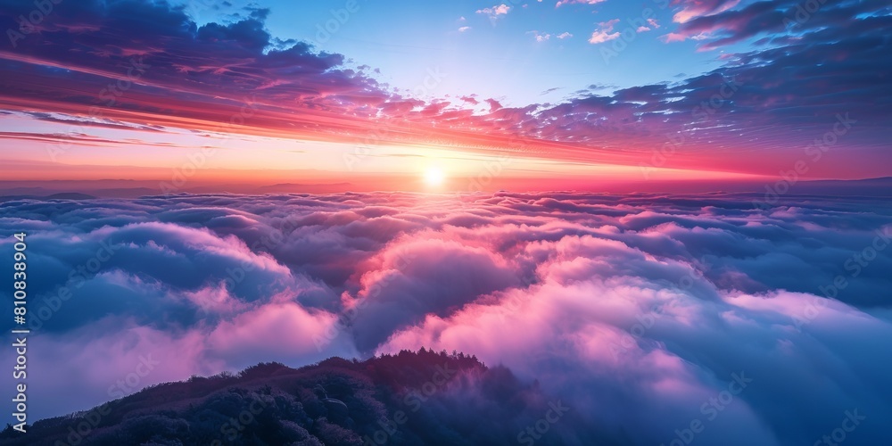 Skyline over the clouds at sunrise