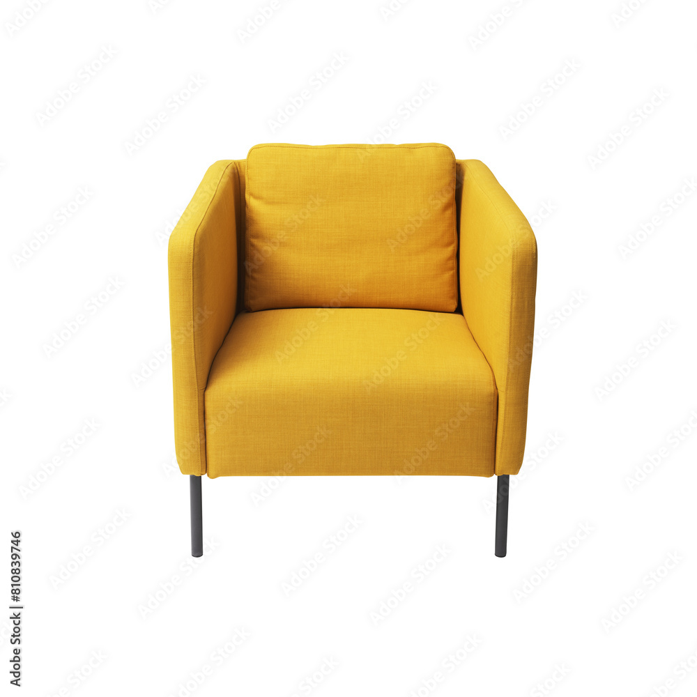Elegant yellow armchair isolated on white background