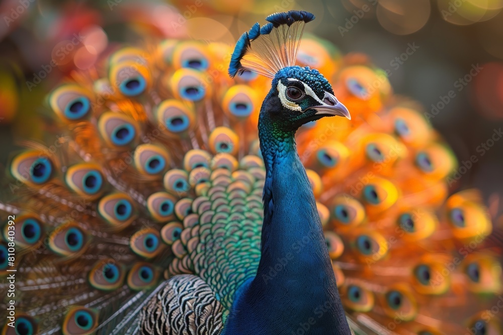 Majestic peacock displaying vibrant feathers Majestic peacock displaying vibrant feathers