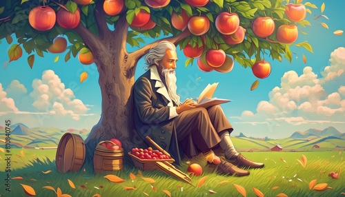 Man Sitting Under An Apple Tree