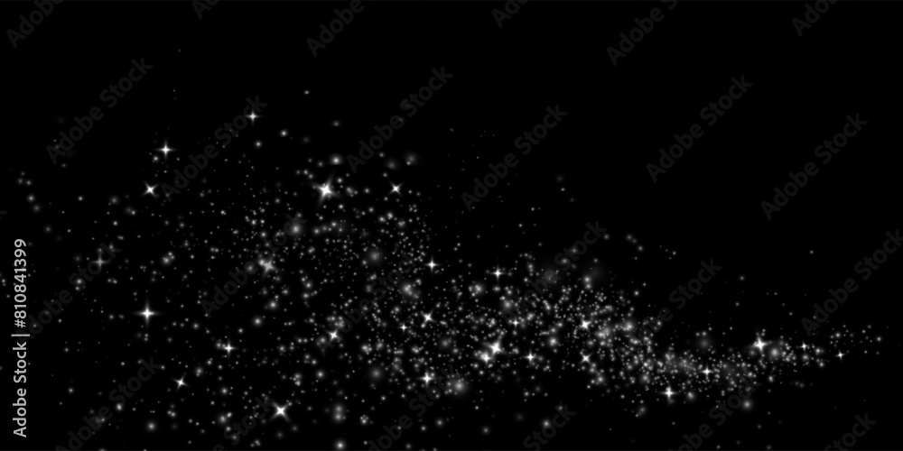 Festive white glowing dust png. Magical shimmering or flying cloud in glowing dust. Dust for holiday decorations, Discount Merry Christmas, Sale, discount, banner. Beautiful holiday flyer template.