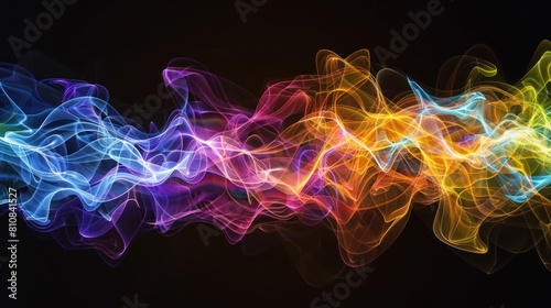 Colorful visual neon sound wave abstract background, photo