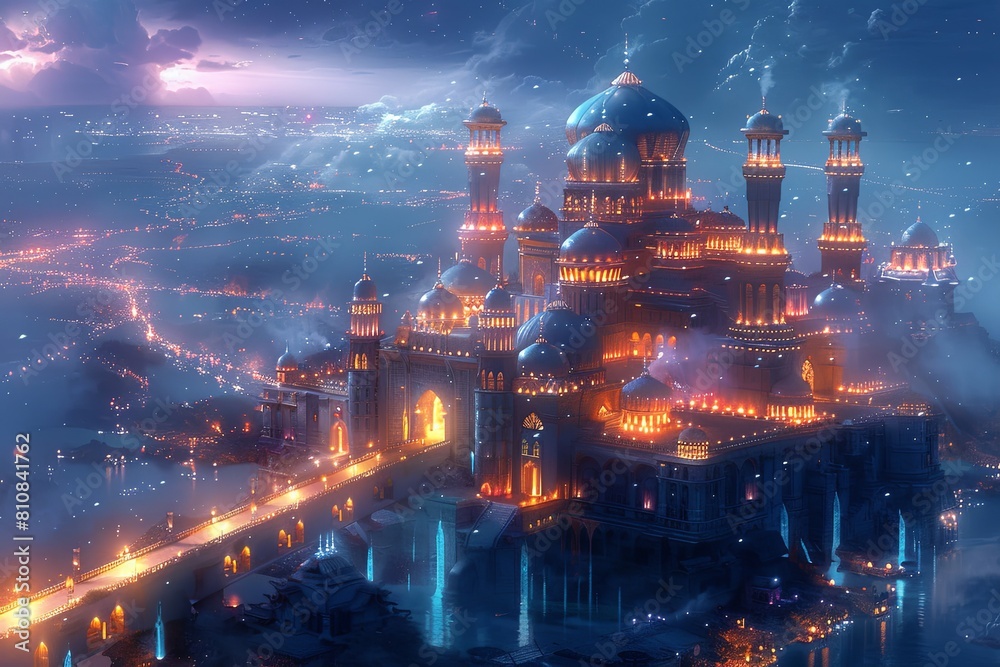 Vivid Cityscape Depicted with Intricate Detail: A Stunning Digital Painting