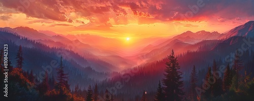 sunset in the mountains