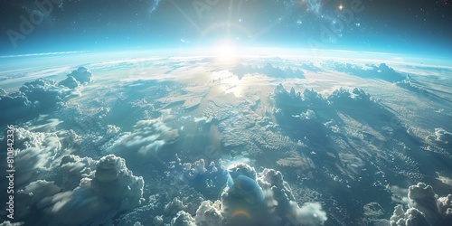 Cinematic shot of planet earth globe clouds and space background. © Влада Яковенко