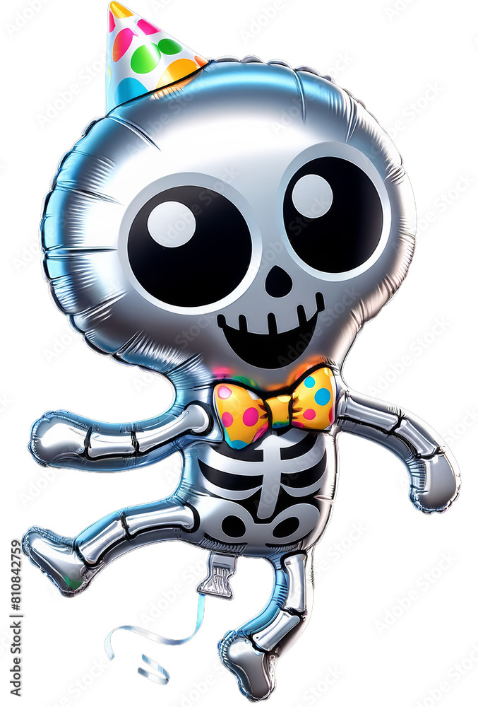 An adorable 3D foil balloon clipart of a skeleton, Transparent Background, Decoration Element for Halloween. An adorable 3D foil balloon clipart of a skeleton, Transparent Background, Decoration Element for Halloween.