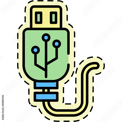 USB Cable Connector Sticker Style