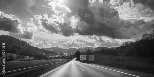 A black and white image of a highway  suitable for various design projects