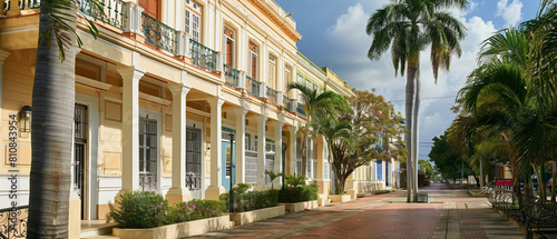 Historic Spanish colonial buildings in Ponce, Puerto Rico, showcasing vibrant colors and intricate architecture.