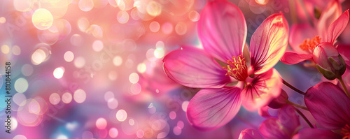 Abstract floral background, panoramic view, colorful flowers, generated ai
