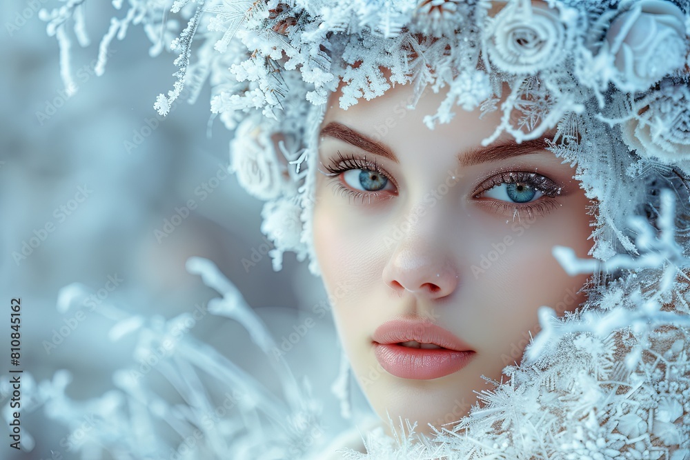 Winter Goddess: Stunning Frosty Hair and Cascading Snowflakes