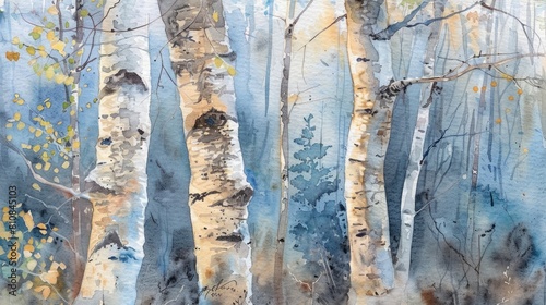 birch trees, watercolor © Manzoor