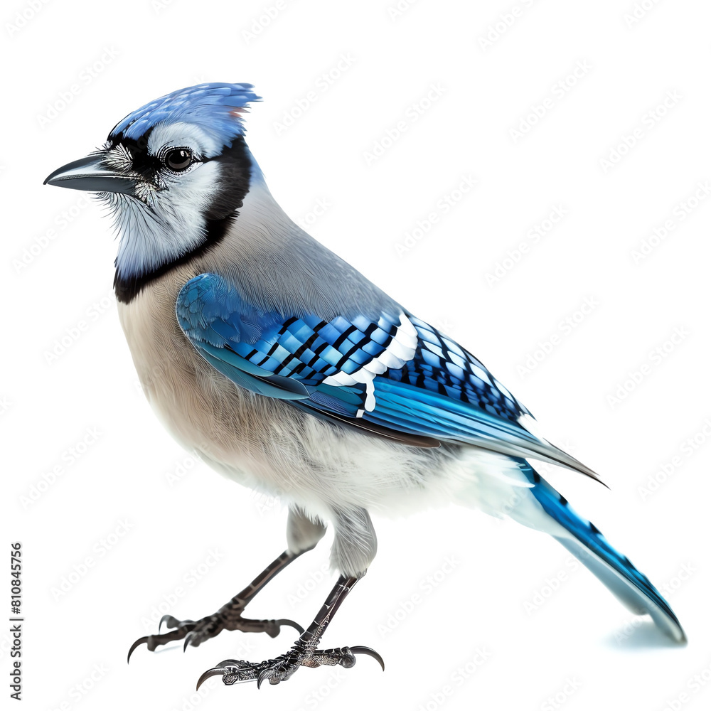 Obraz premium Photo of happy Blue jay, Isolated on white background