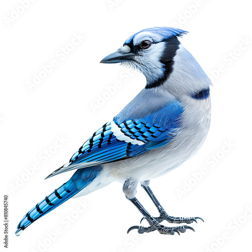 Photo of happy Blue jay, Isolated on white background