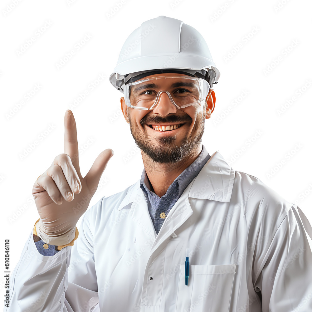 Photo of happy Chemical engineer, Isolated on white background Photo of happy Chemical engineer, Isolated on white background