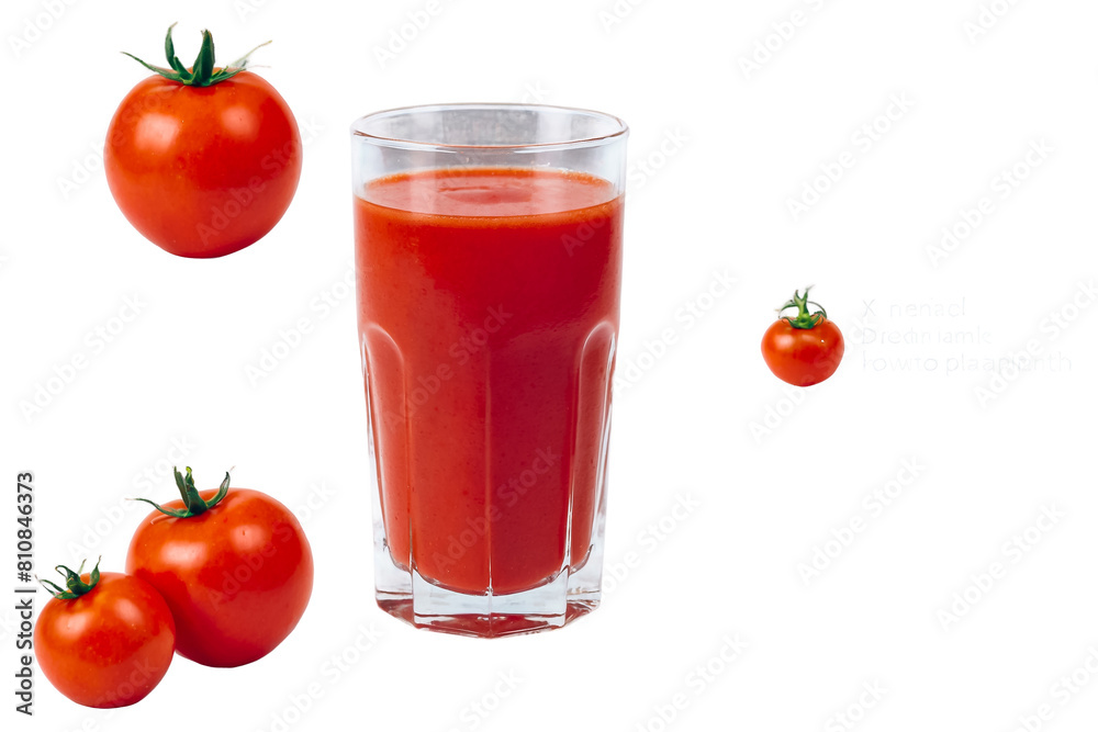 Tomato juice and tomato on a white background Tomato juice and tomato on a white background