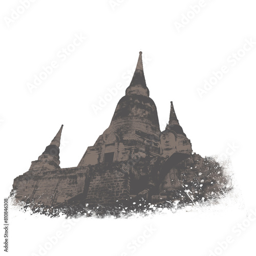 Wat Yai Chai Mongkol toning illustrations.