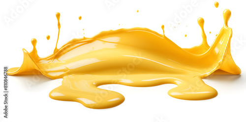 Close up Melting yellow cheese with splash isolated on white background photo