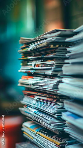A stack of newspapers is piled on top of each other