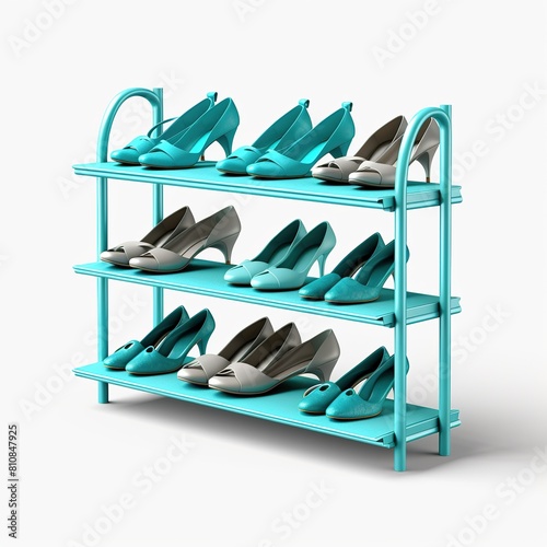 Shoe rack turquoiseblue photo