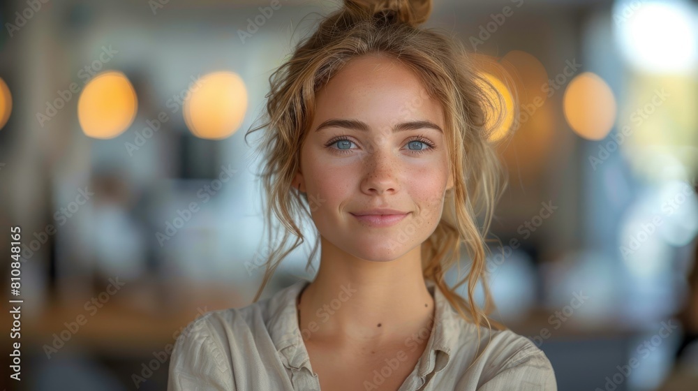 a woman with arms crossed in an office for a corporate job