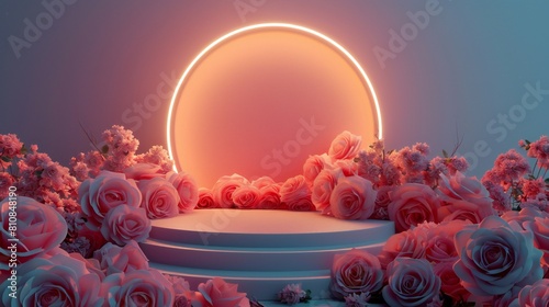podium with flowers