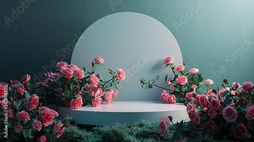 podium with flowers