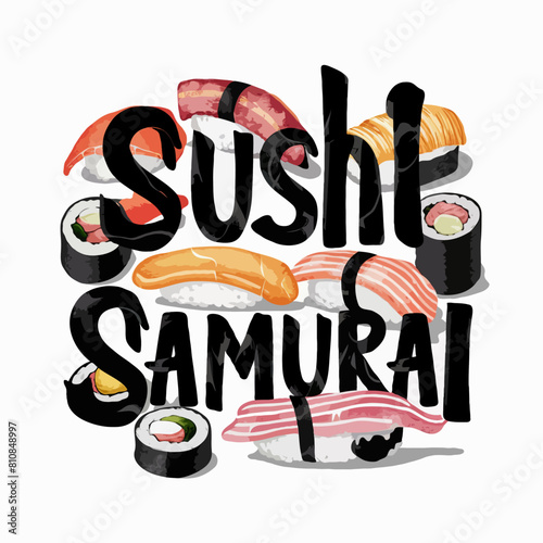funny text vector t-shirt design sushi