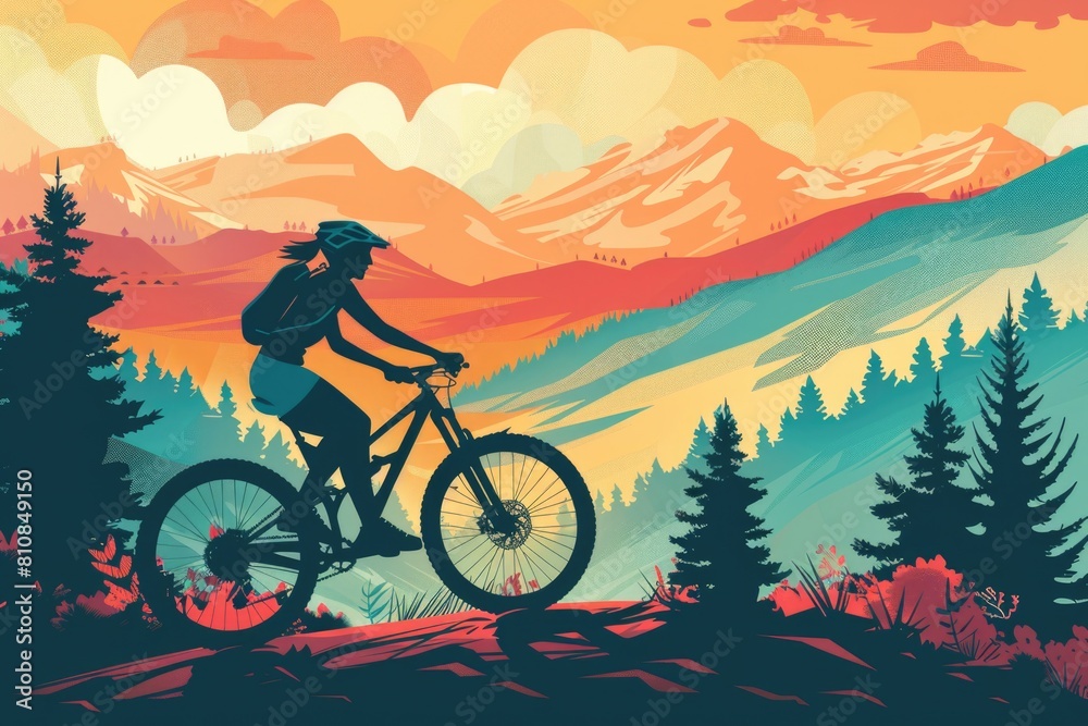 A person riding a bike in the mountains. Ideal for outdoor enthusiasts A person riding a bike in the mountains. Ideal for outdoor enthusiasts