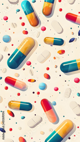 Imagen compuesta por fármacos, píldoras y medicamentos