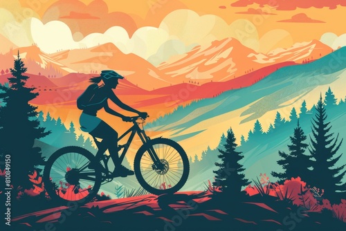 A person riding a bike in the mountains. Ideal for outdoor enthusiasts