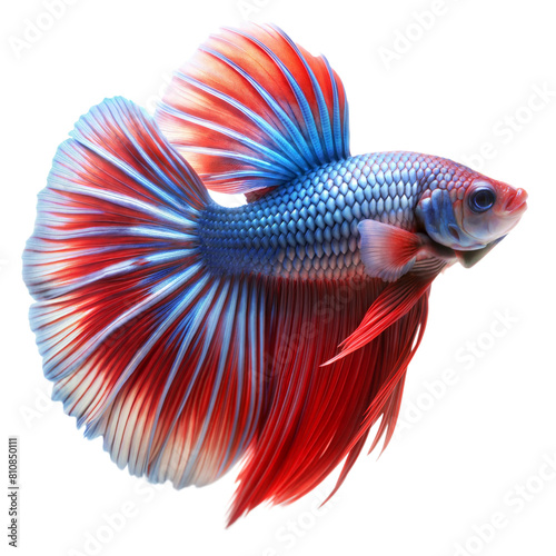 Close-up of a colorful betta fish with elaborate fins
