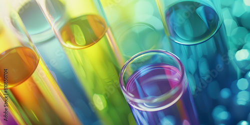 Compostos químicos em tubos de ensaio coloridos photo