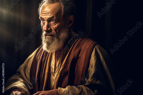 Apostle Paul religious saint Christian biblical historical figure. Ancient divine believer. AI generated.