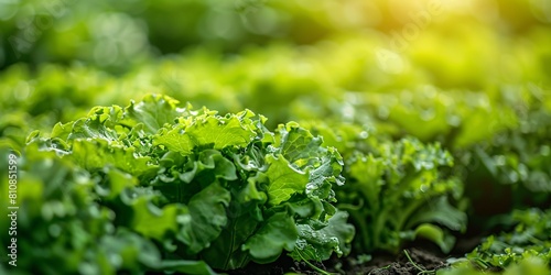 Lush hydroponic farm produces fresh, organic vegetables for green salads with open space for Green oak lettuce.