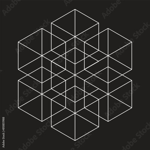 The hexagon overlap on a black background.