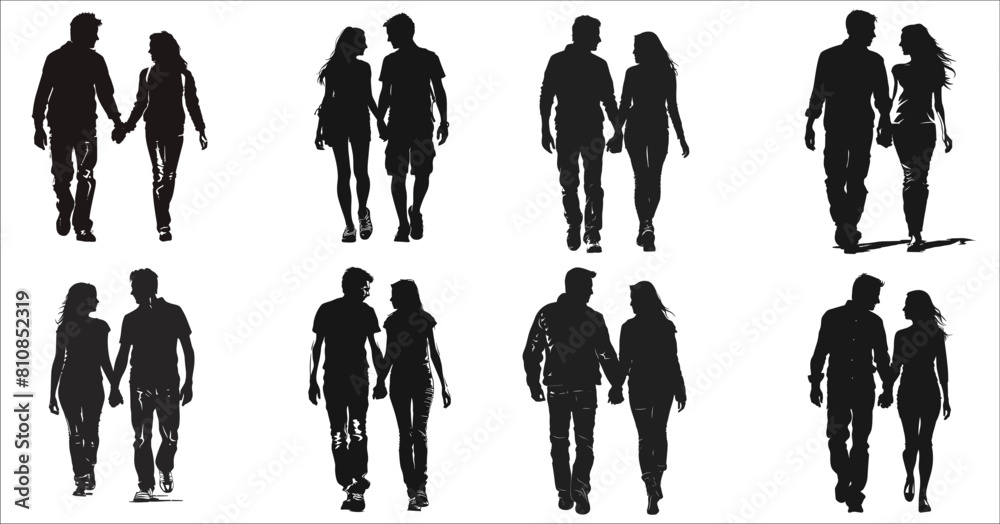 Silhouettes of young couple walking together holding hands, Beautiful romantic couple holding hands, Couple silhouettes, Couple holding hands, A couple of young people silhouettes Silhouettes of young couple walking together holding hands, Beautiful romantic couple holding hands, Couple silhouettes, Couple holding hands, A couple of young people silhouettes